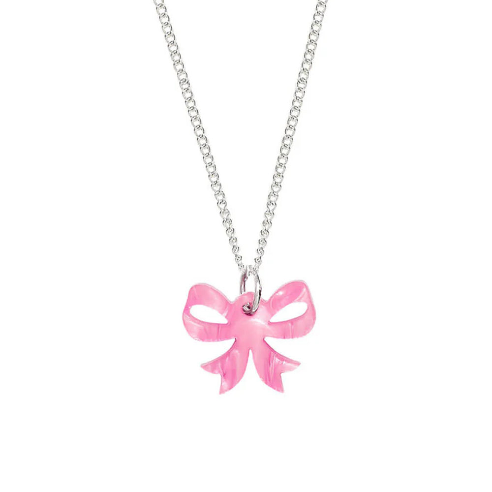 Pink pearl bow charm pendant