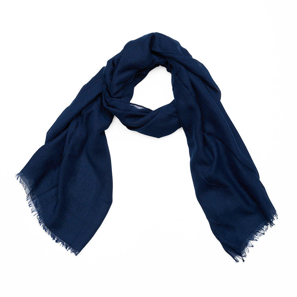 Navy blue scarf on a white background