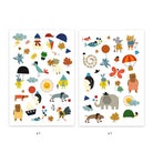 Image: two sheets of cartoon animal themed temporary tattoos.