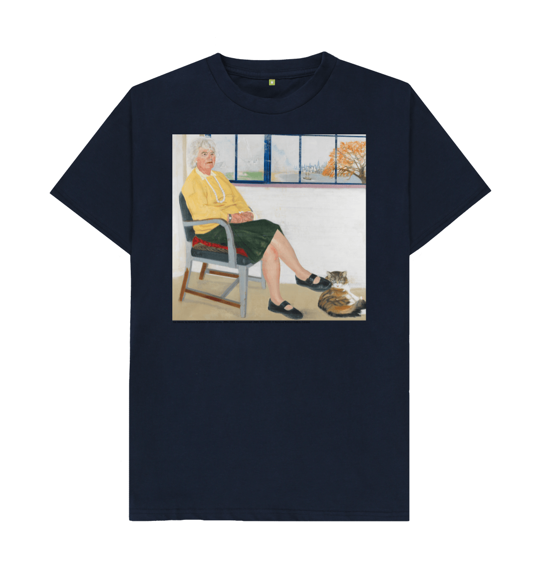 Navy blue printed t shirt front