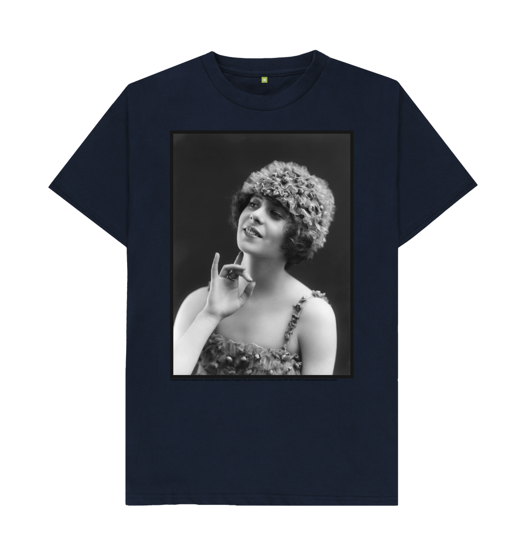 Navy blue printed t shirt front
