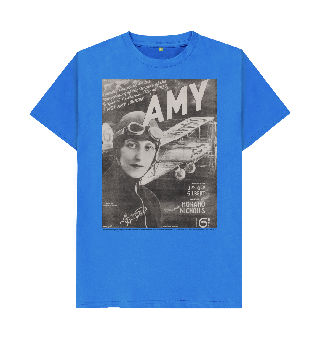 Bright blue printed t shirt front
