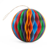 Rainbow honeycomb bauble decoration. 