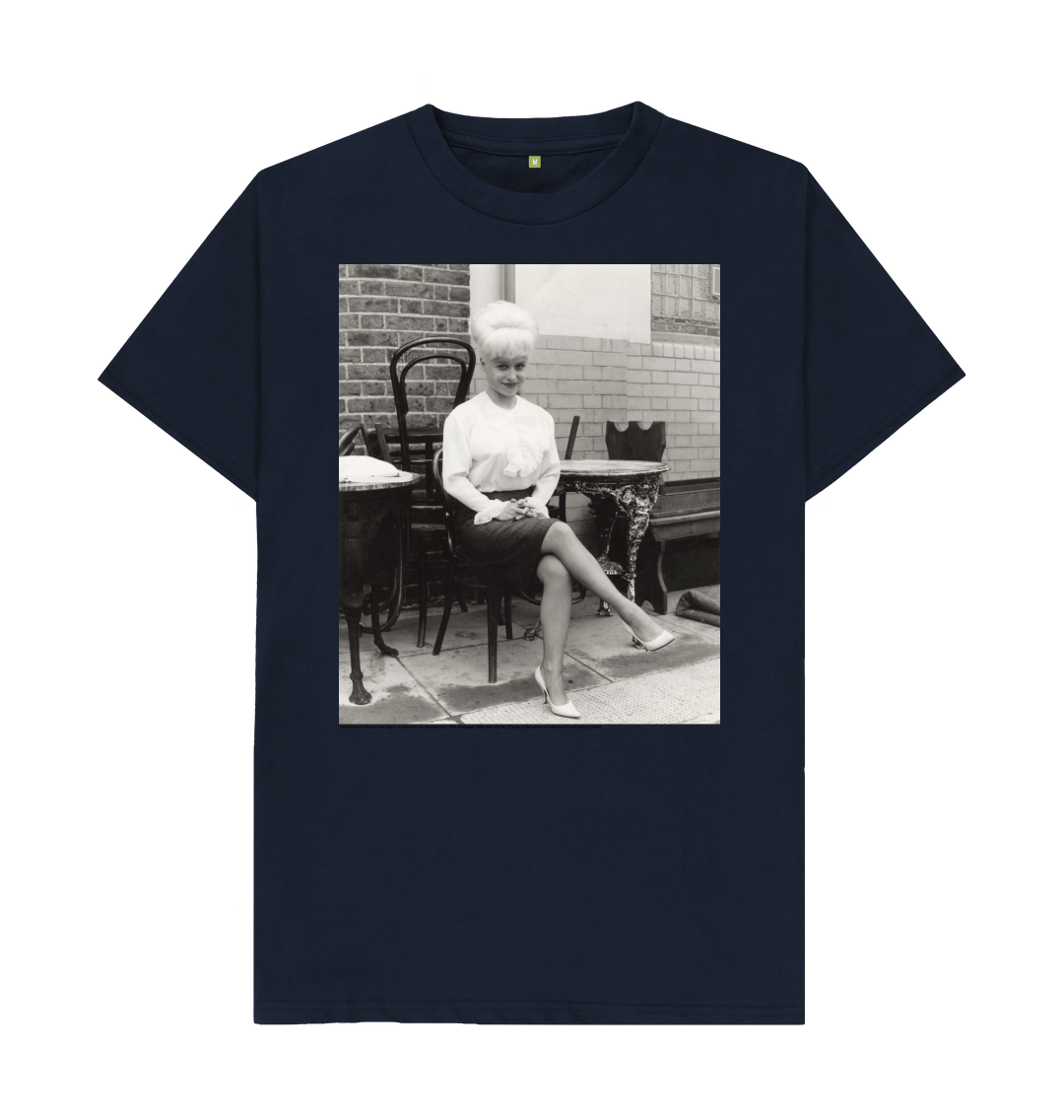 Navy blue printed t shirt front