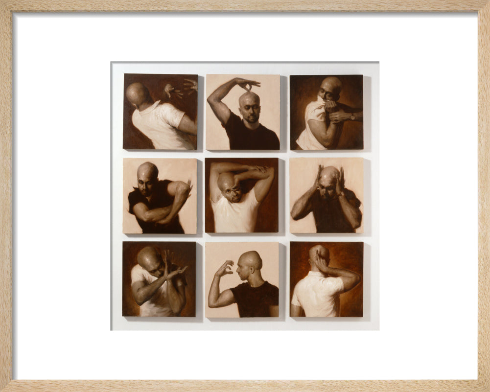 Akram khan portrait print (art print, small, natural frame)