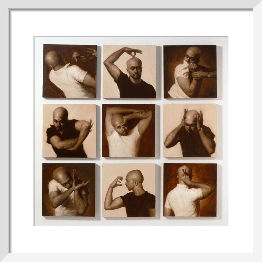 Akram khan portrait print (art print, small, white frame)