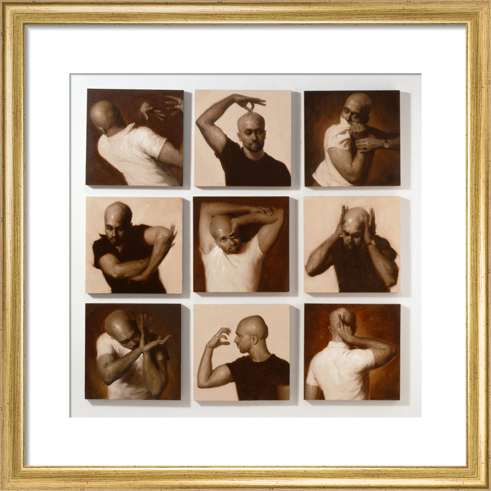 Akram khan portrait print (art print, small, gold frame)