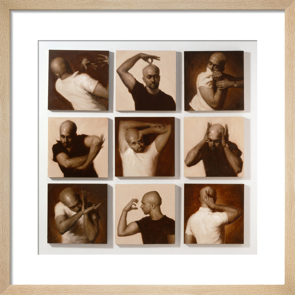 Akram khan portrait print (art print, small, natural frame)