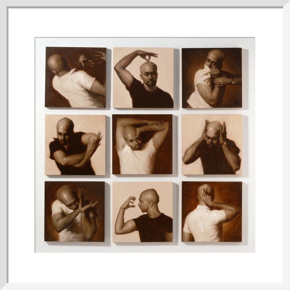 Akram khan portrait print (art print, medium, white frame)