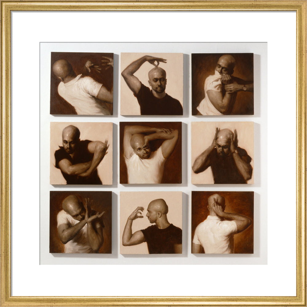 Akram khan portrait print (art print, medium, gold frame)
