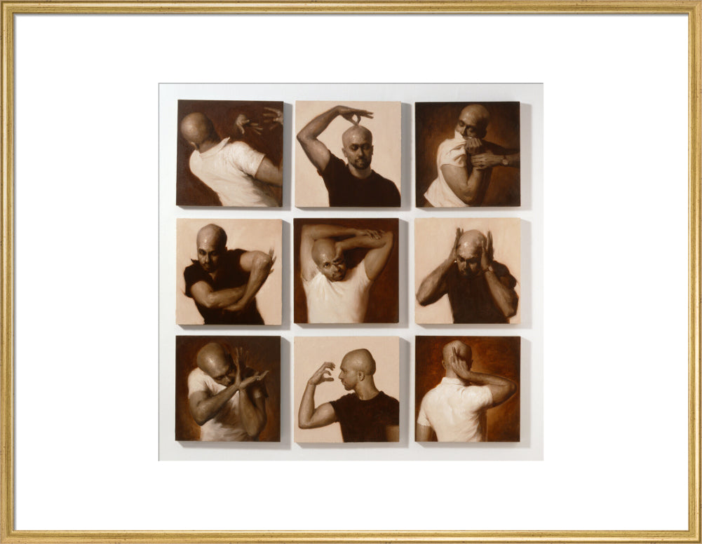 Akram khan portrait print (art print, extra large, gold frame)