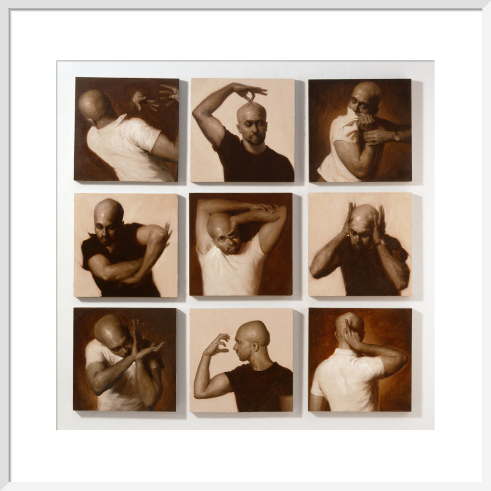 Akram khan portrait print (art print, large, white frame)