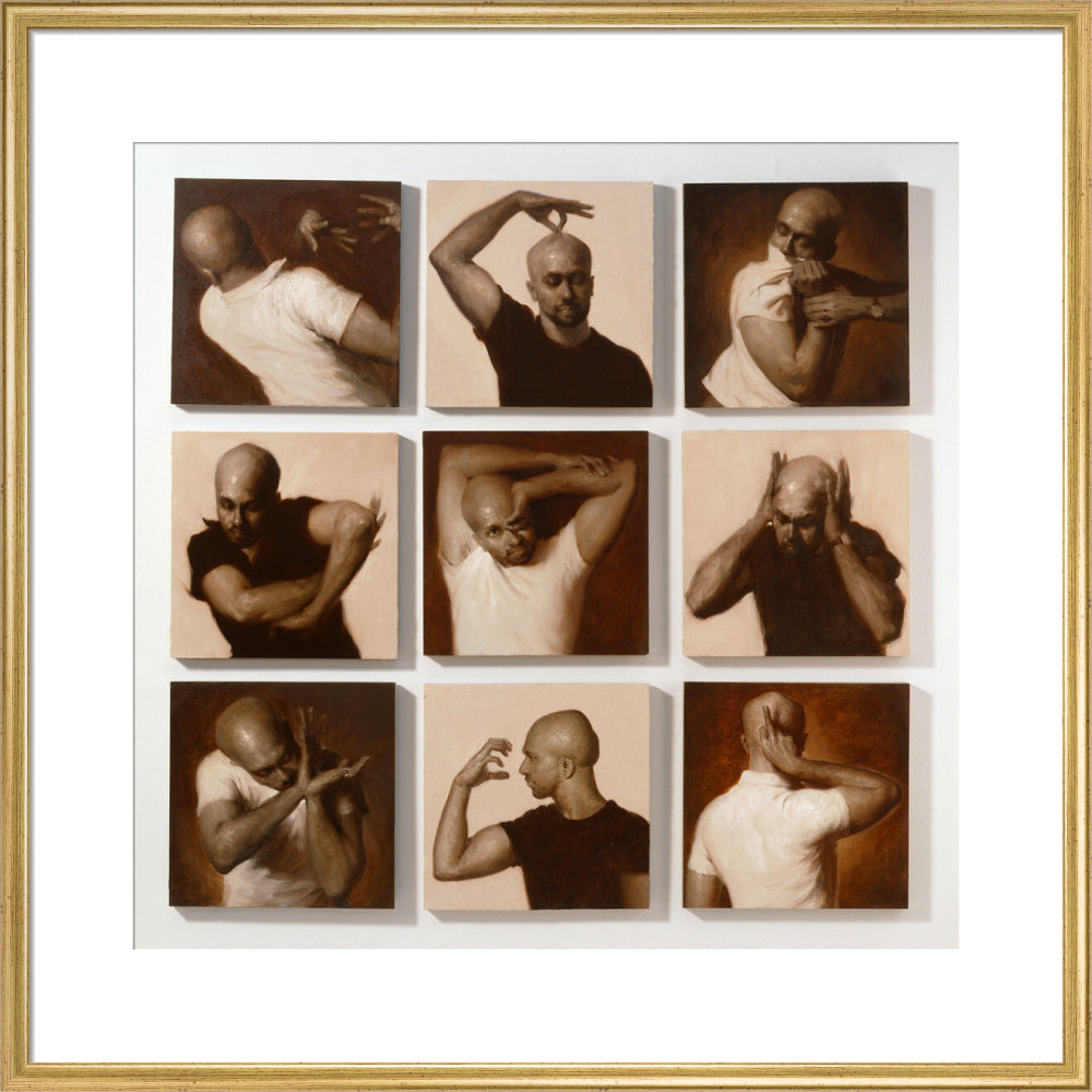 Akram khan portrait print (art print, large, gold frame)