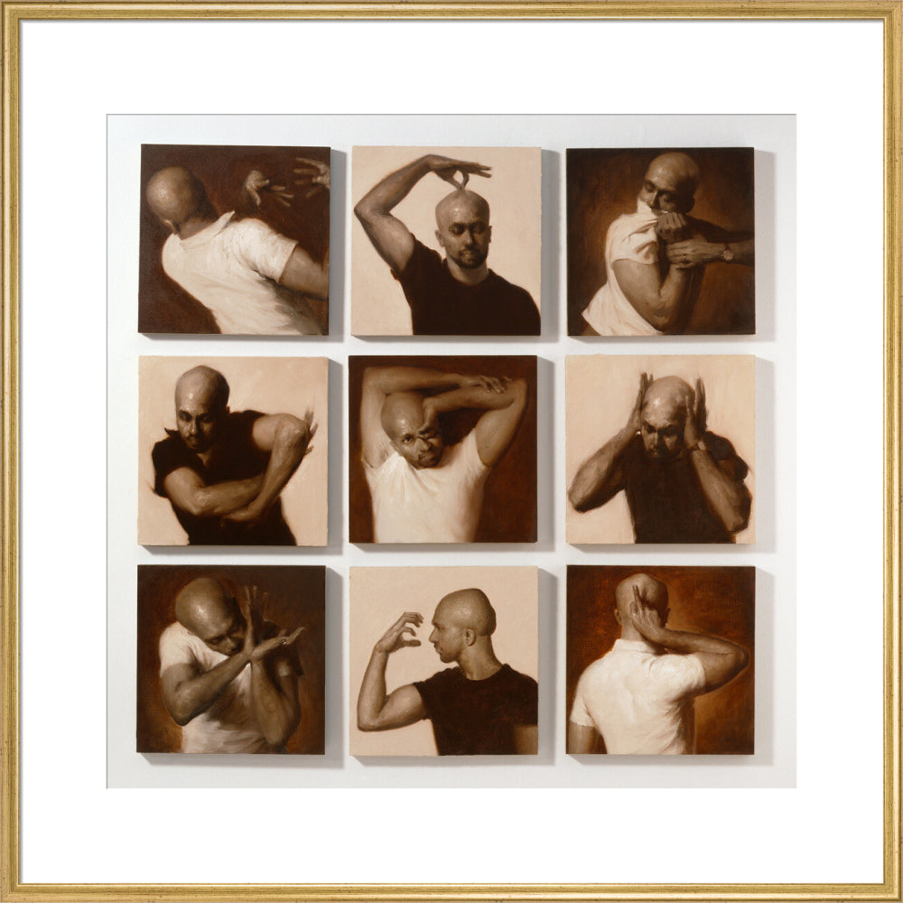Akram khan portrait print (art print, extra large, gold frame)