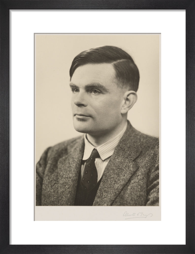 Alan turing portrait print (art print, small, black frame)