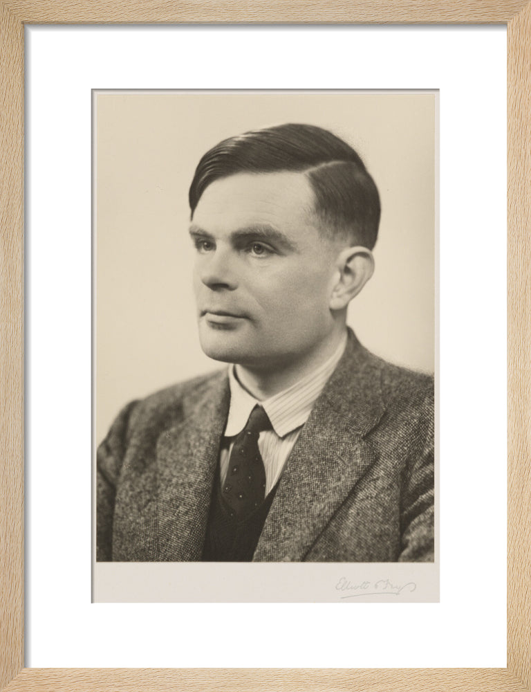 Alan turing portrait print (art print, small, natural frame)