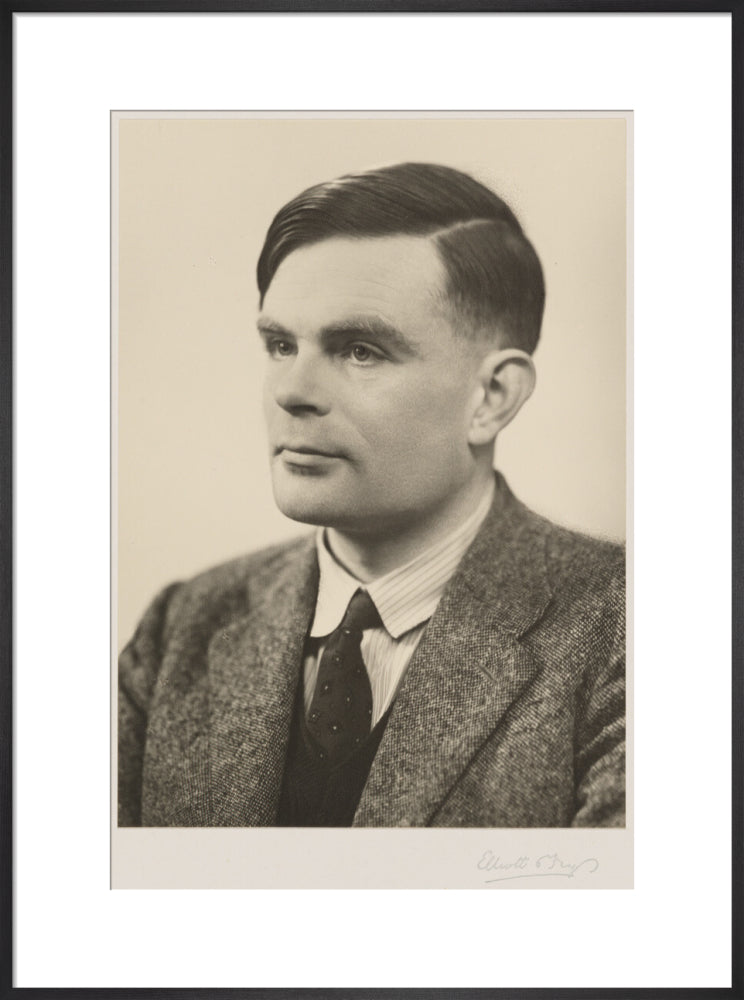 Alan turing portrait print (art print, large, black frame)