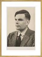 Alan Turing Portrait Print (Art print, Large, Gold frame)