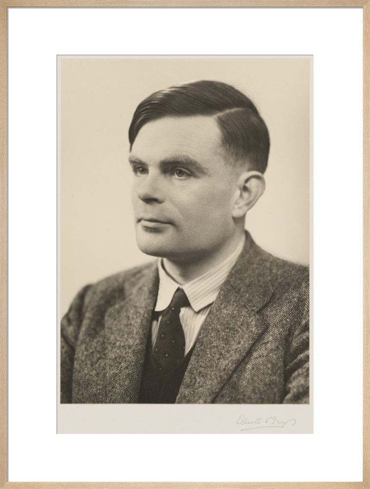 Alan turing portrait print (art print, extra large, natural frame)