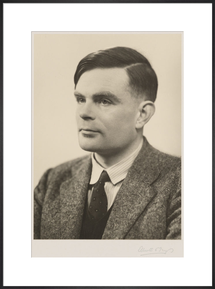 Alan turing portrait print (art print, extra large, black frame)