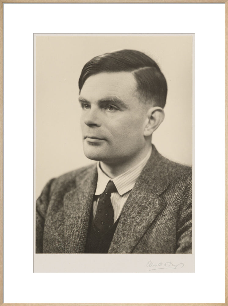 Alan turing portrait print (art print, extra large, natural frame)