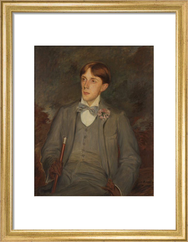 Aubrey beardsley portrait print (art print, small, gold frame)