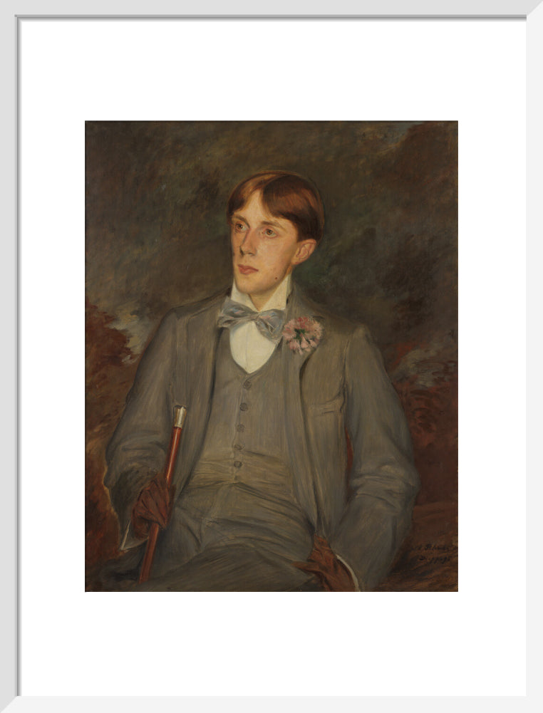 Aubrey beardsley portrait print (art print, medium, white frame)