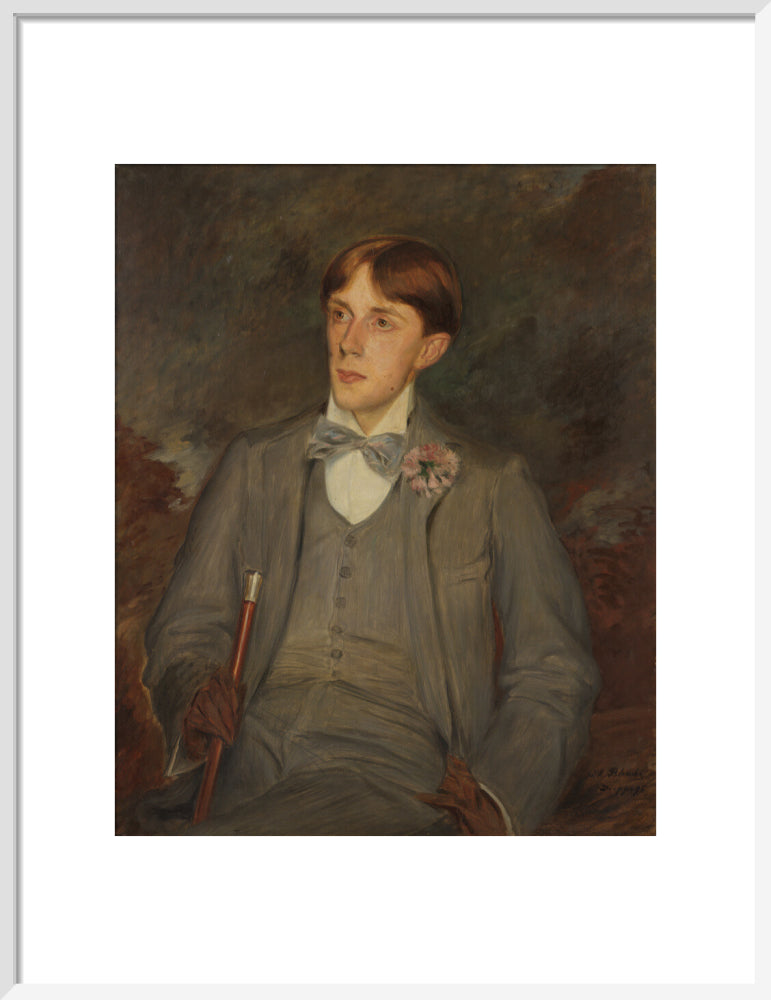 Aubrey beardsley portrait print (art print, medium, white frame)