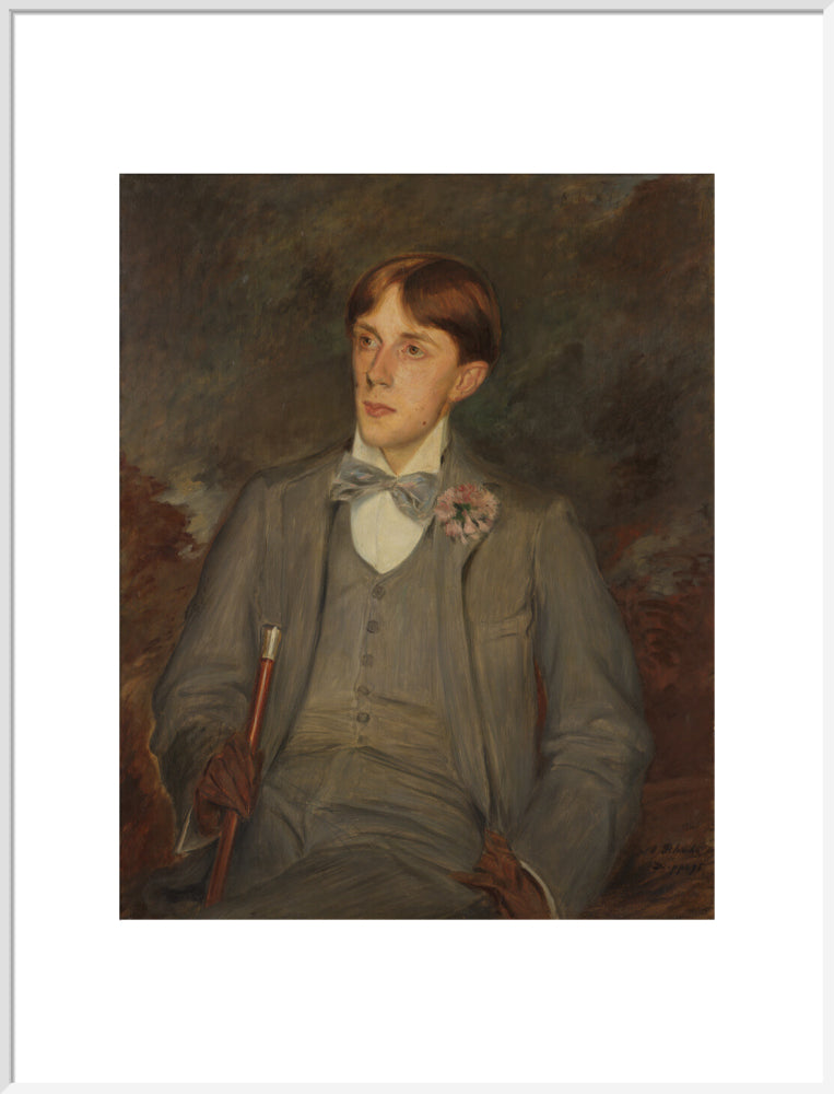 Aubrey beardsley portrait print (art print, extra large, white frame)