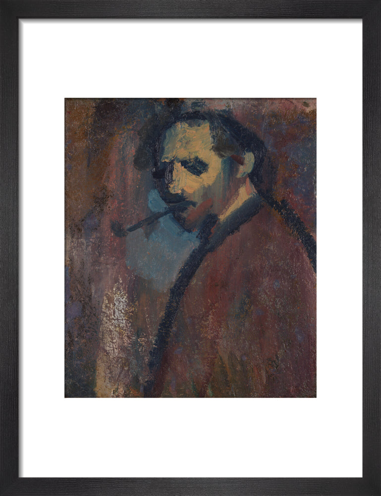 David bomberg (''self portrait with pipe'') portrait print (art print, small, black frame)