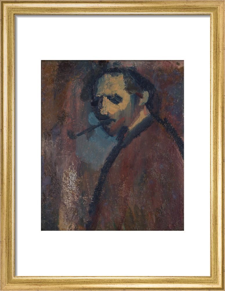 David bomberg (''self portrait with pipe'') portrait print (art print, small, gold frame)