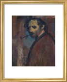 David Bomberg (''Self-Portrait with Pipe'') Portrait Print (Art print, Small, Gold frame)