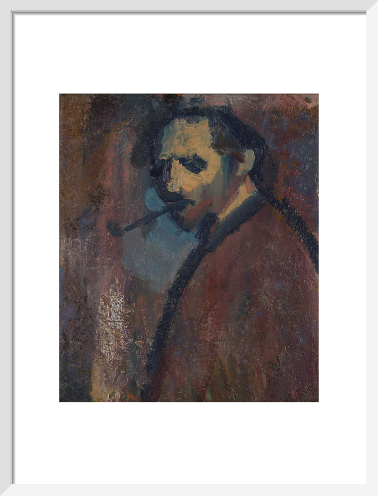 David bomberg (''self portrait with pipe'') portrait print (art print, medium, white frame)