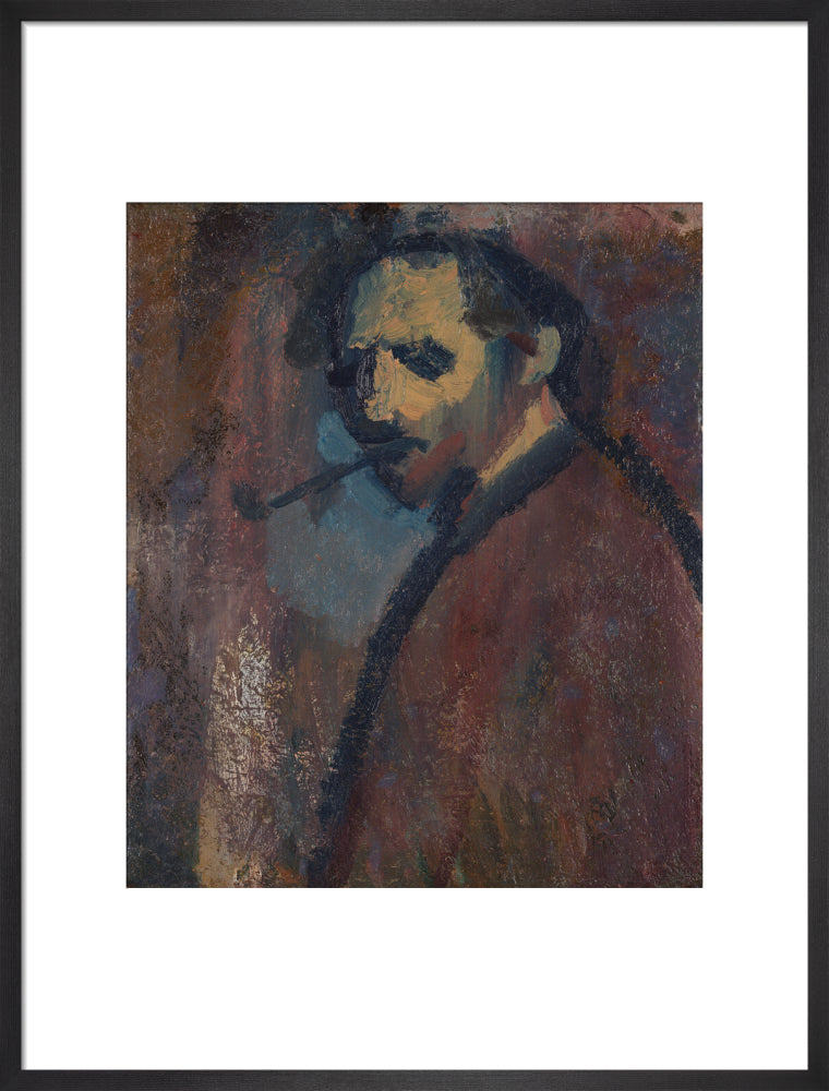 David bomberg (''self portrait with pipe'') portrait print (art print, large, black frame)