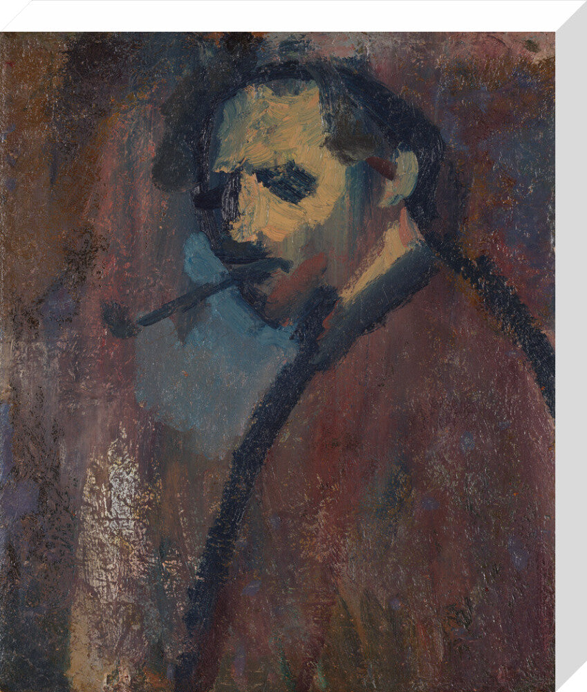 David bomberg (''self portrait with pipe'') portrait print (stretched canvas, medium, no frame)