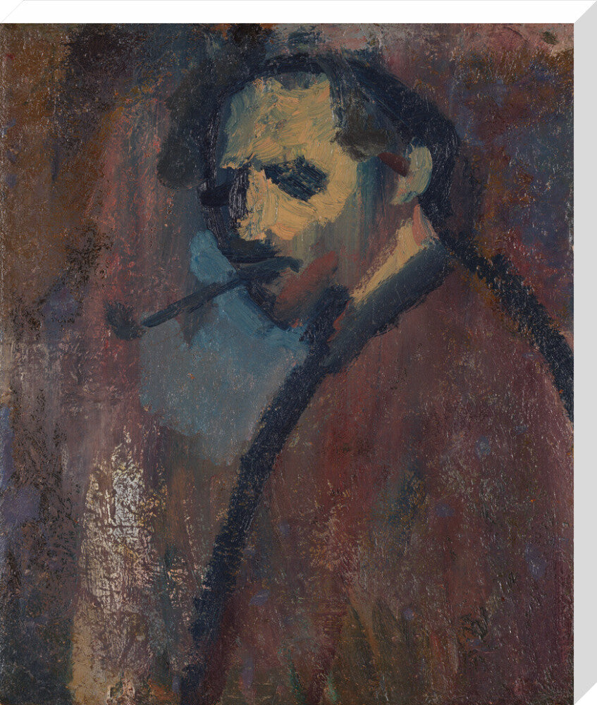 David bomberg (''self portrait with pipe'') portrait print (stretched canvas, large, no frame)