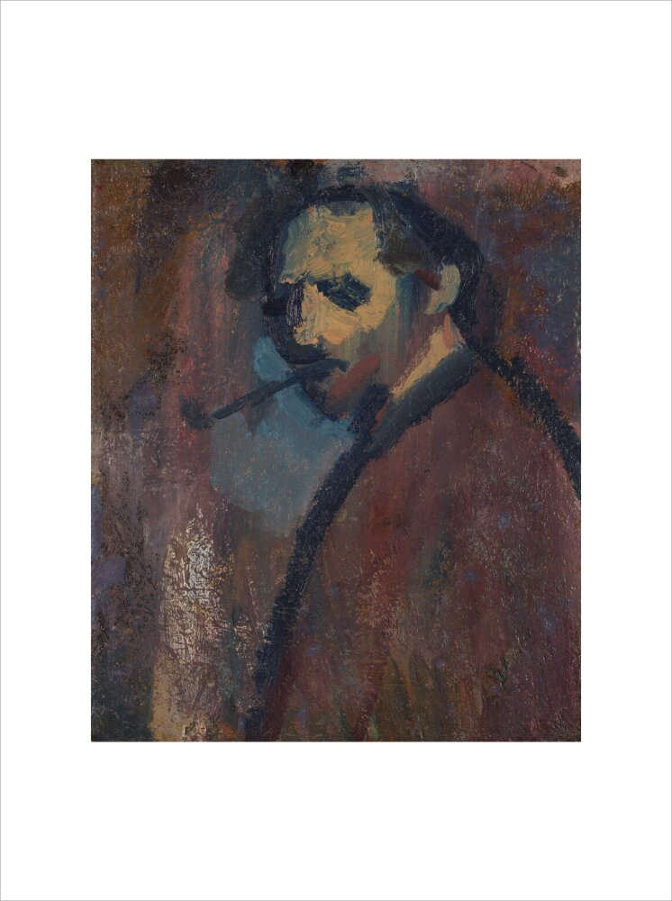 David bomberg (''self portrait with pipe'') portrait print (art print, medium, no frame)