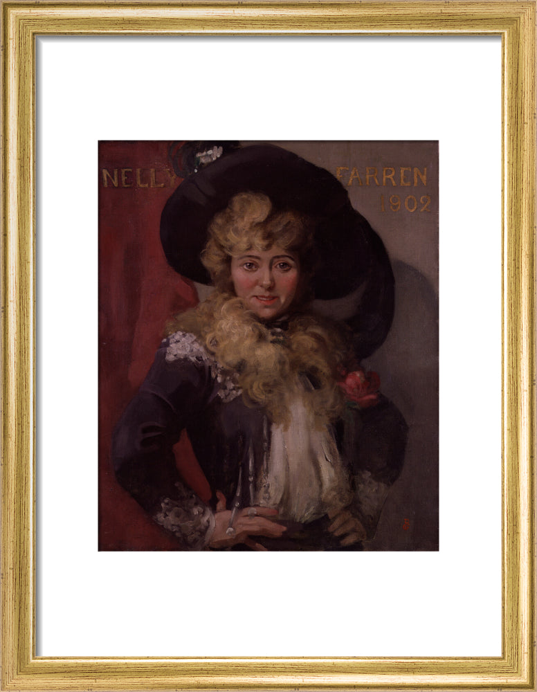 Ellen (''nellie'') farren portrait print (art print, small, gold frame)