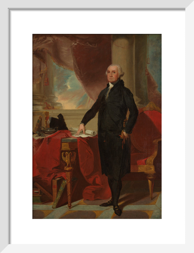 George washington portrait print (art print, small, white frame)