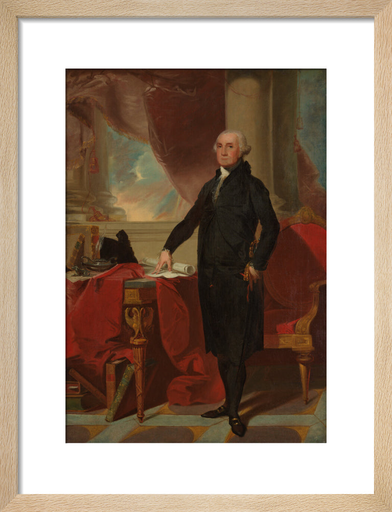 George washington portrait print (art print, small, natural frame)