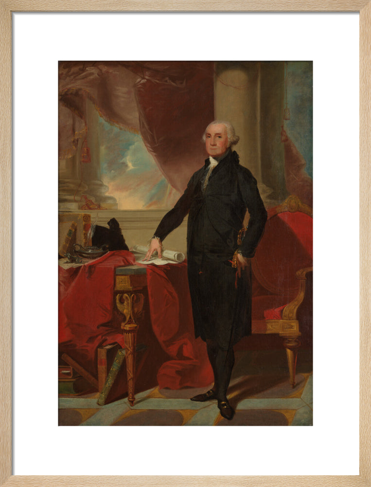 George washington portrait print (art print, medium, natural frame)
