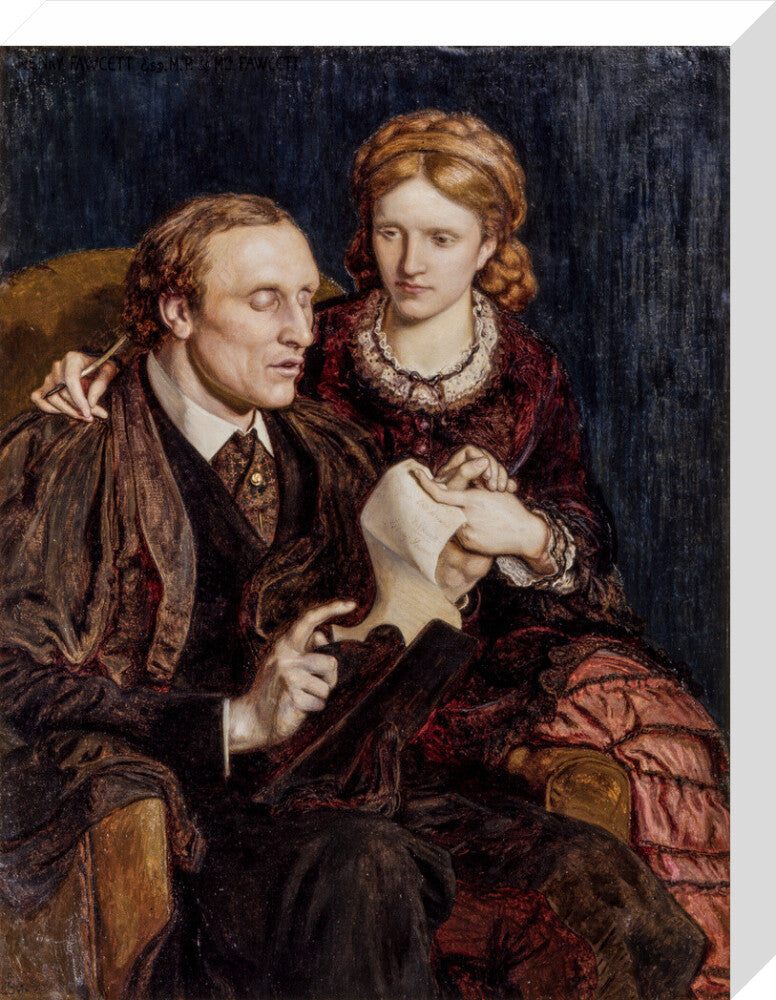 Henry fawcett; dame millicent fawcett portrait print (stretched canvas, medium, no frame)