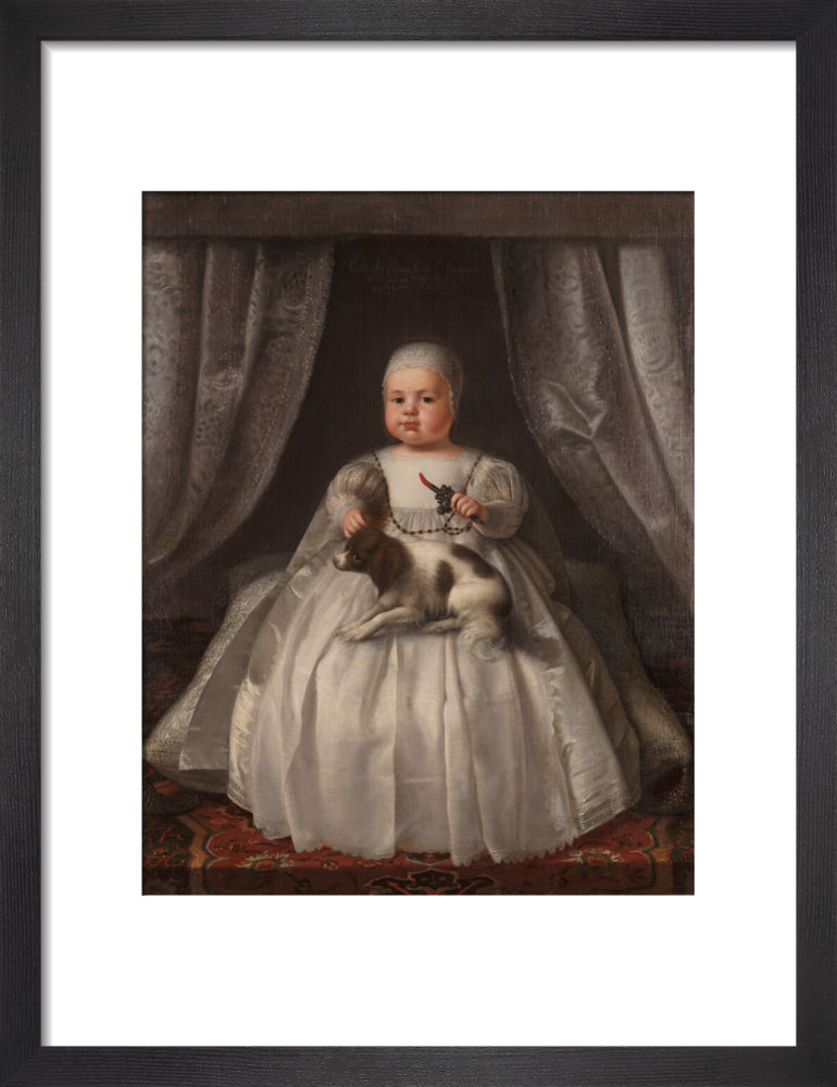 King charles ii portrait print (art print, small, black frame)