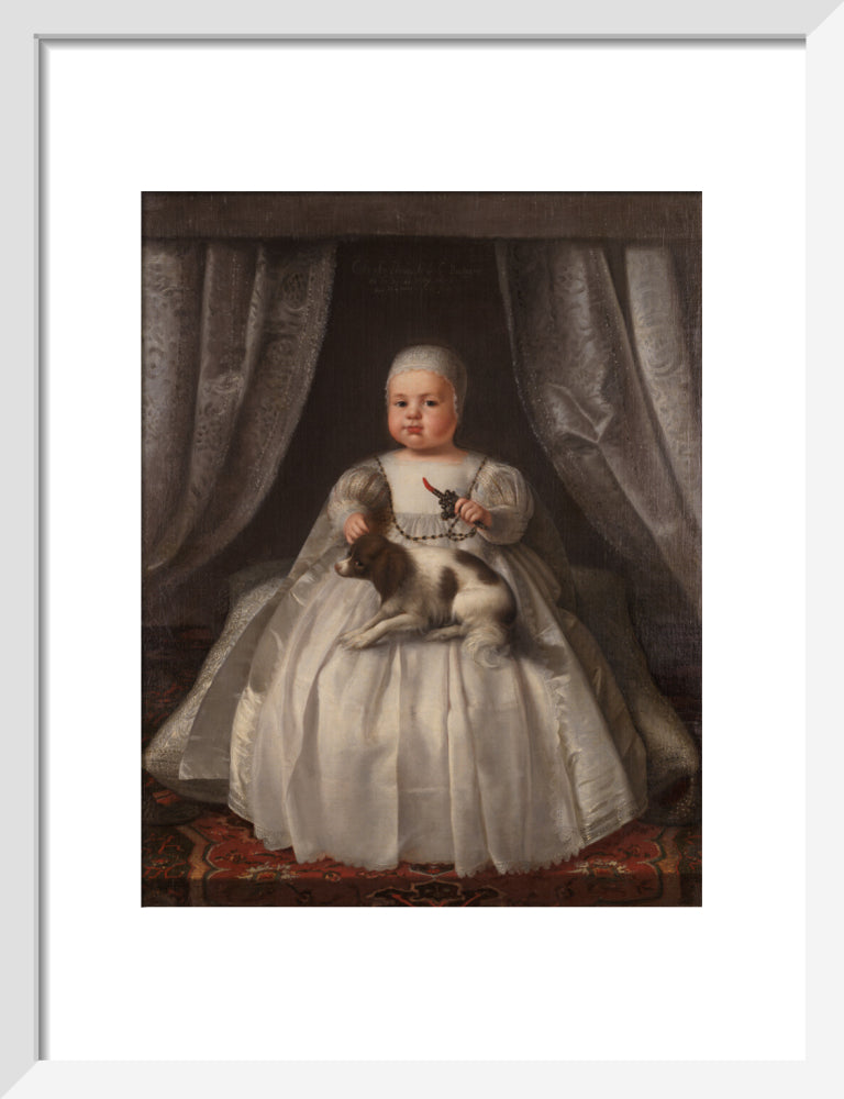 King charles ii portrait print (art print, small, white frame)