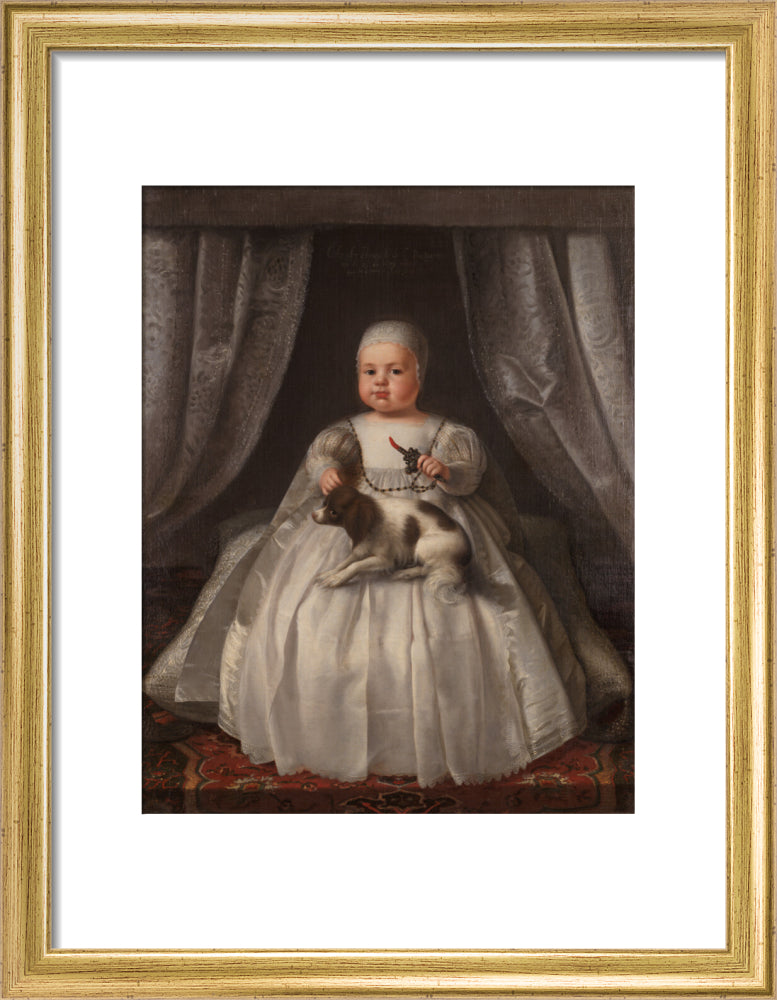 King charles ii portrait print (art print, small, gold frame)