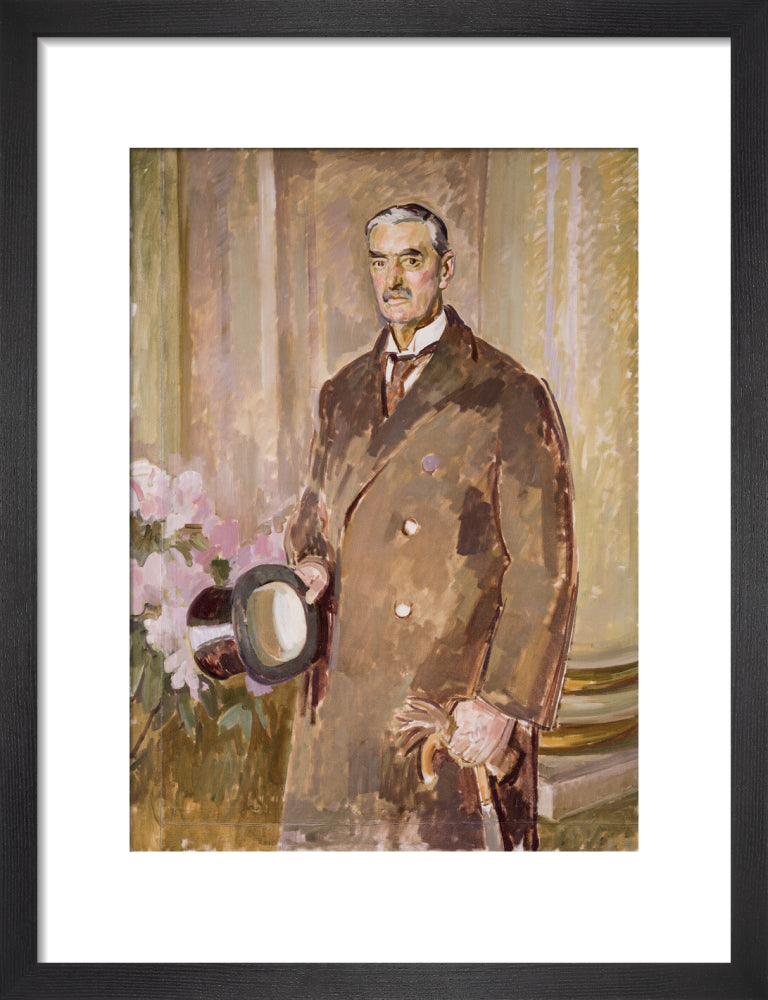 Neville chamberlain portrait print (art print, small, black frame)