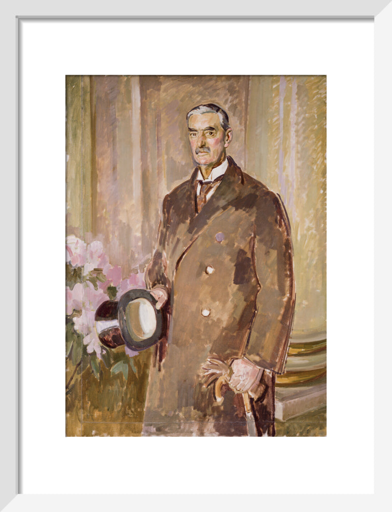 Neville chamberlain portrait print (art print, small, white frame)