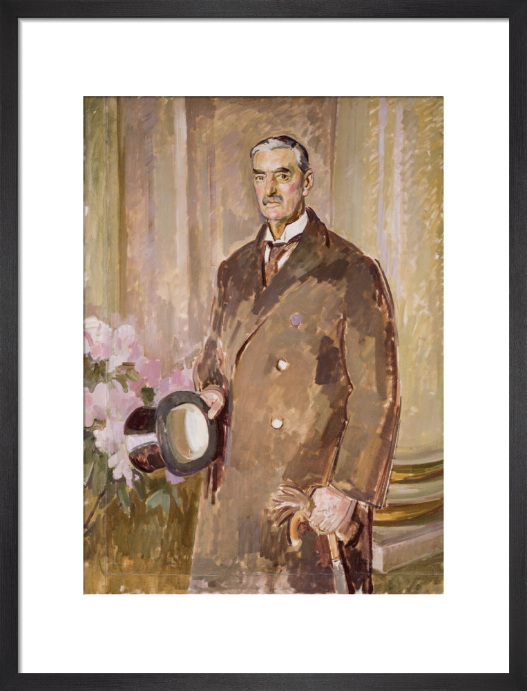 Neville chamberlain portrait print (art print, medium, black frame)