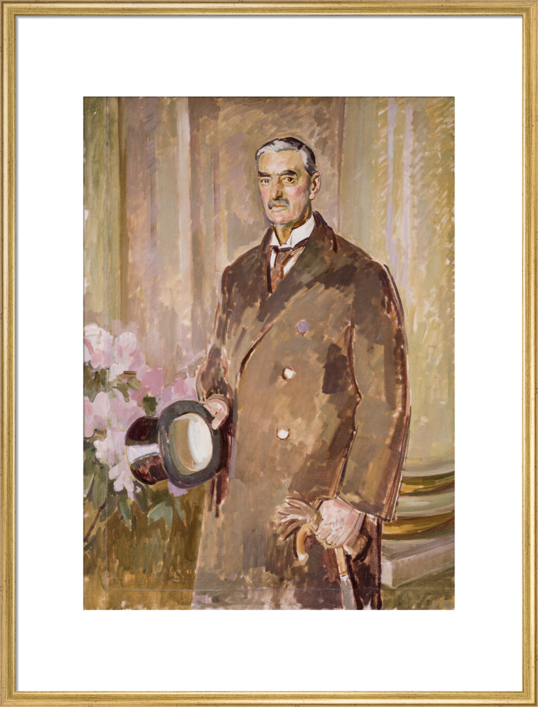Neville chamberlain portrait print (art print, extra large, gold frame)