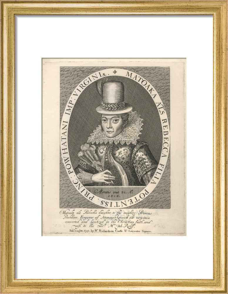 Pocahontas portrait print (art print, small, gold frame)